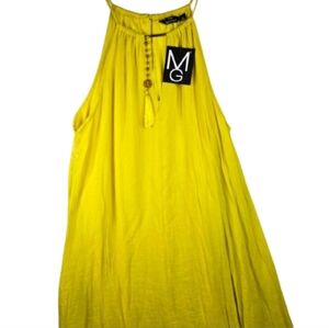 MLLE GABRIELLE  Smiles Yellow/Gold Sleeveless Linen Maxi Dress Size L NWT
